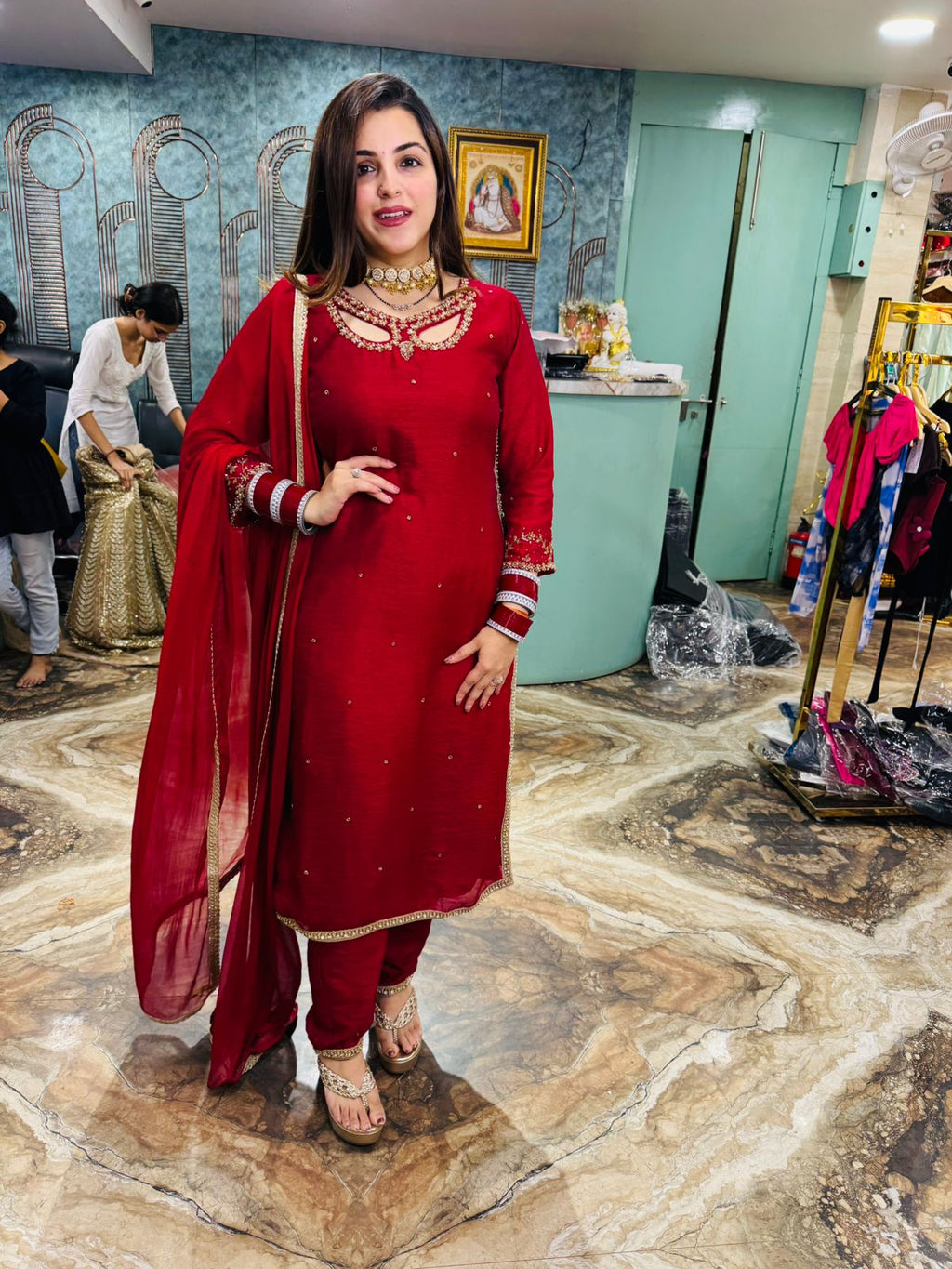 Ruby charm Embroidered Suit Set