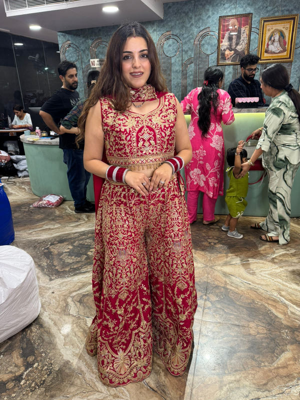 Ruby Zari Sharara Set