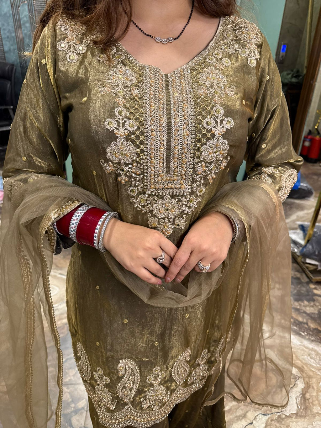 Embroidered Sharara Suit with Dupatta
