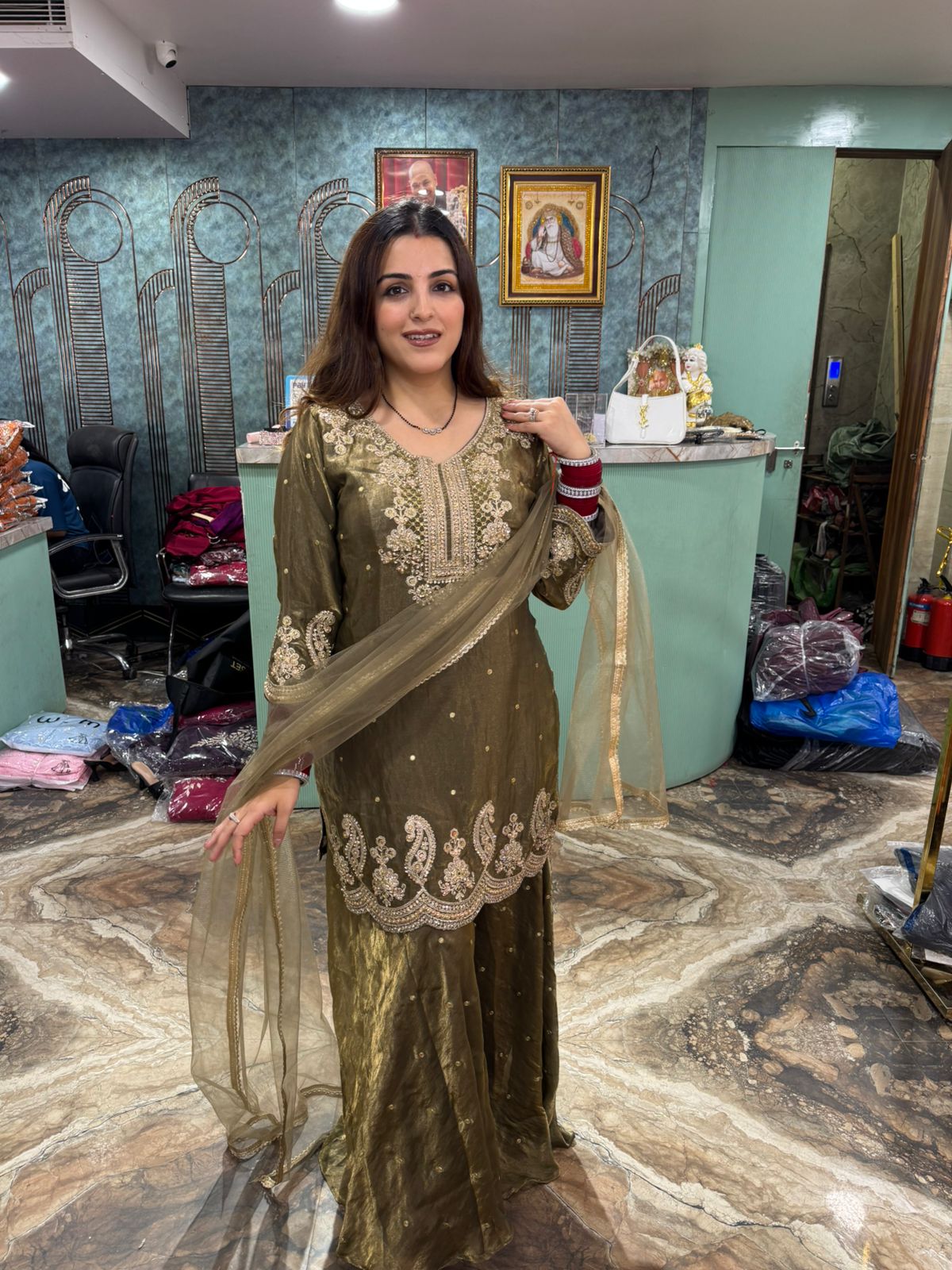 Embroidered Sharara Suit with Dupatta