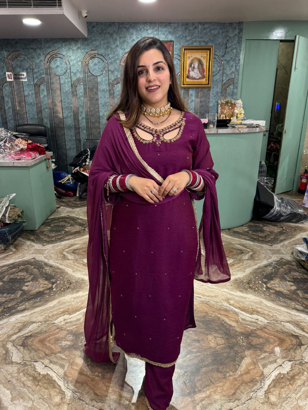 Ruby charm Embroidered Suit Set