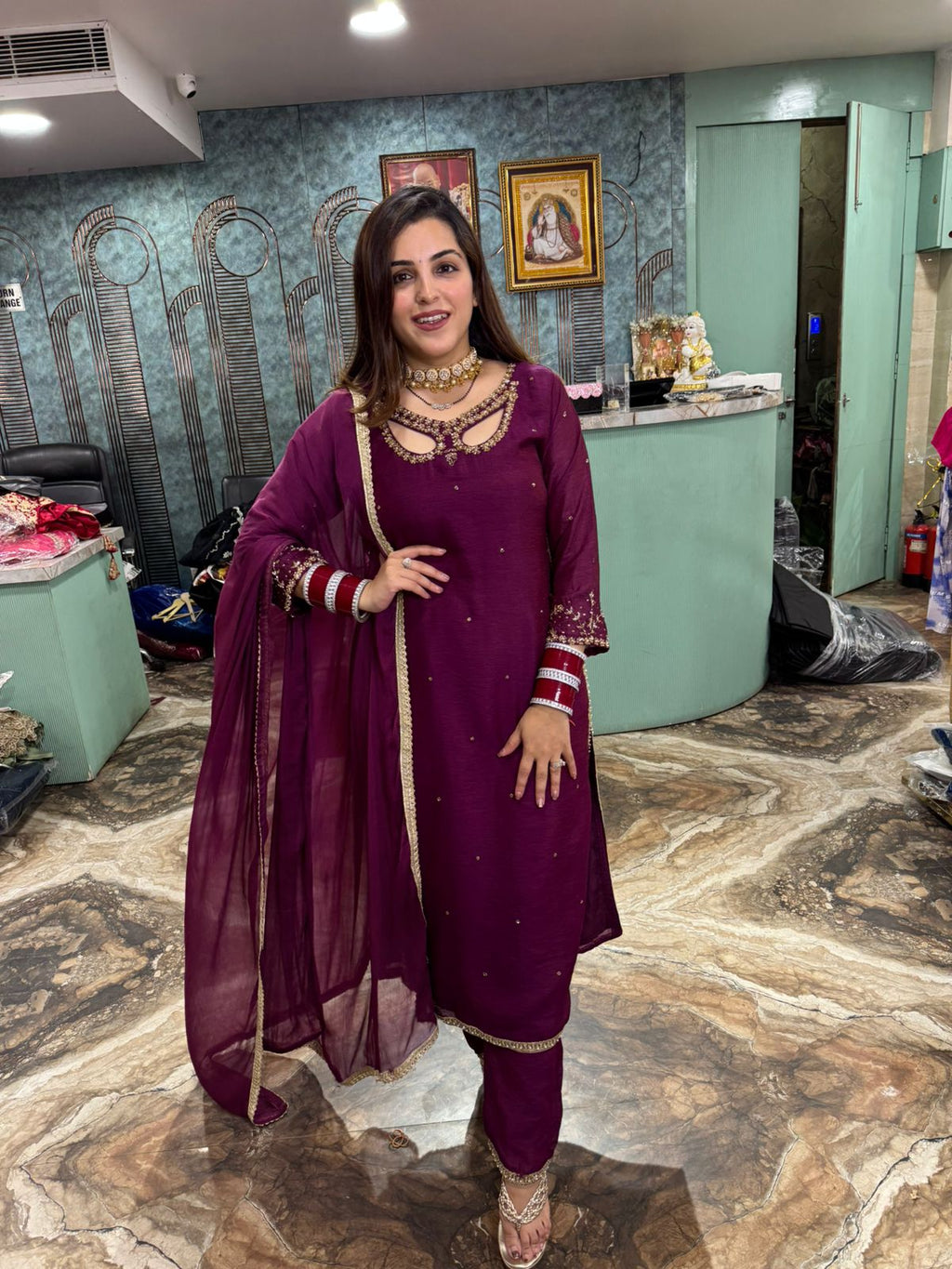 Ruby charm Embroidered Suit Set