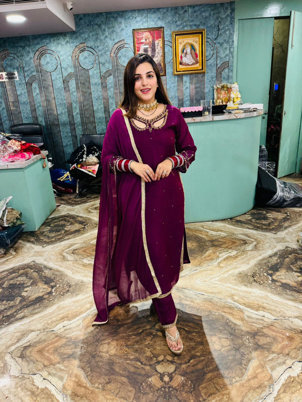 Ruby charm Embroidered Suit Set