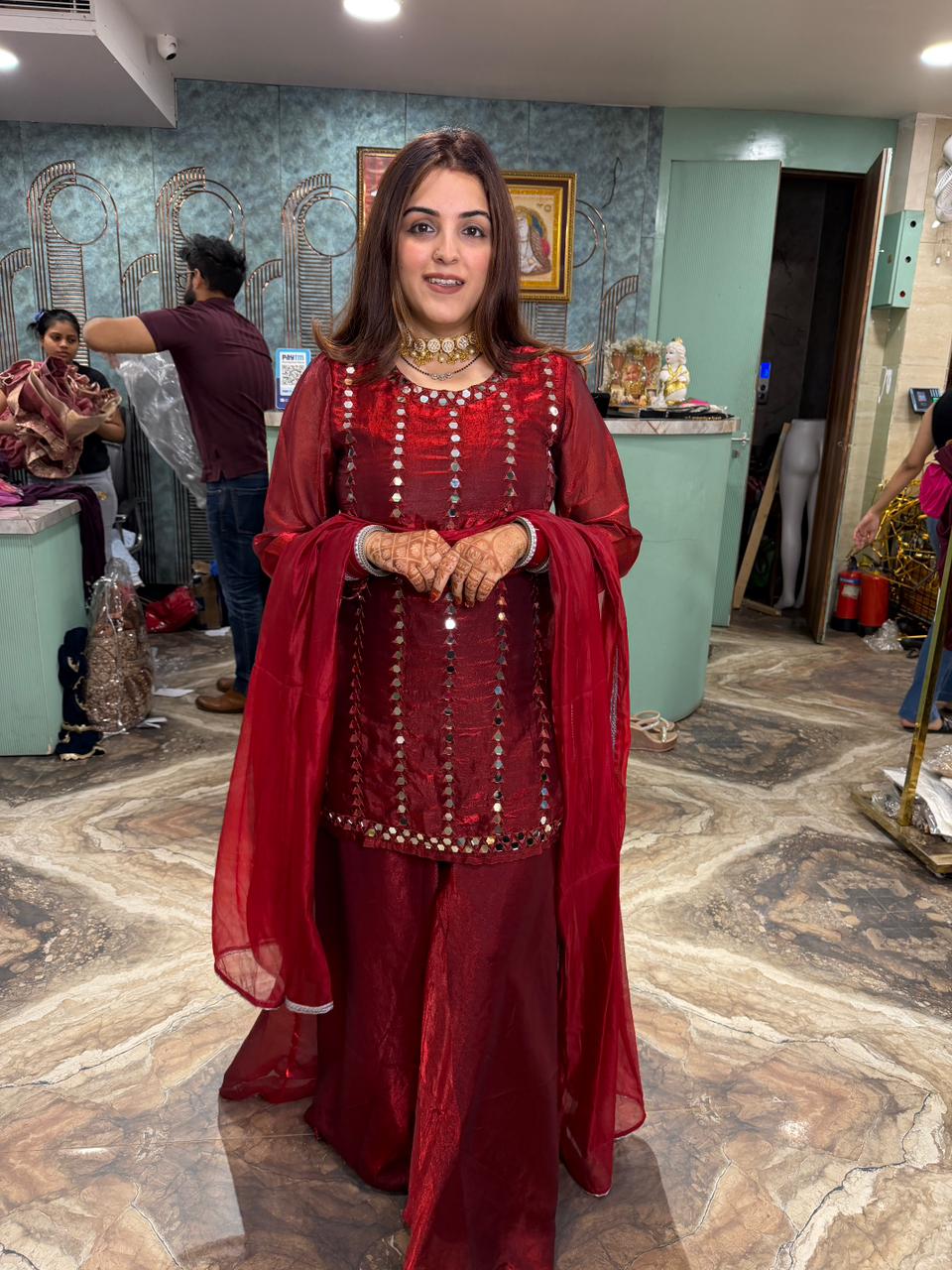 Garnet Mirror Glow Sharara Set