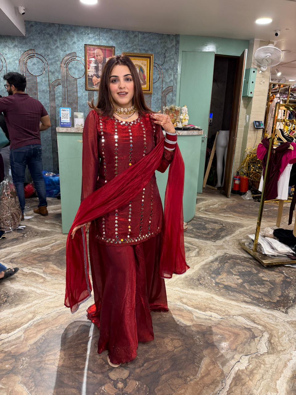 Garnet Mirror Glow Sharara Set