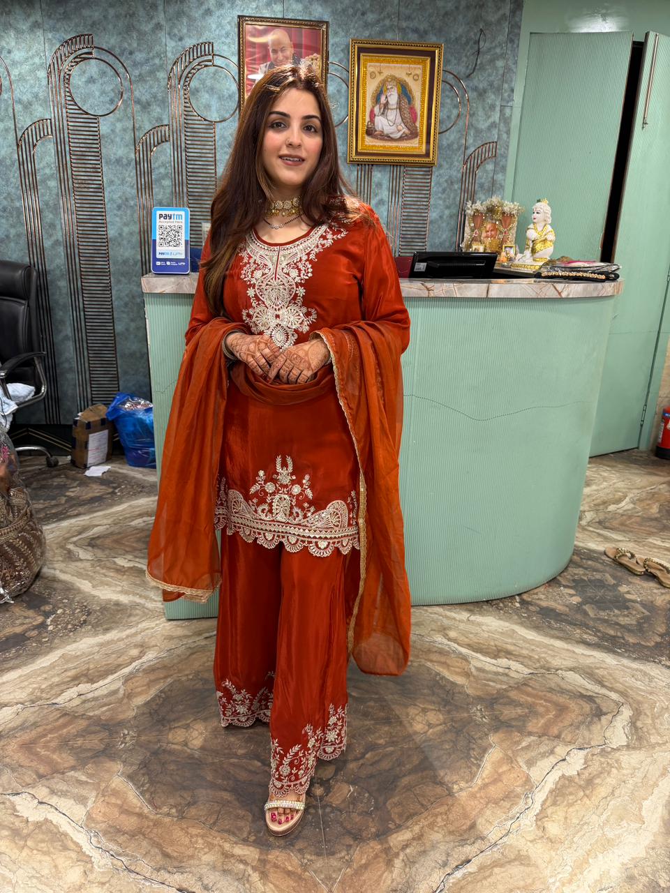 Rust Royale Embroidered Sharara Set