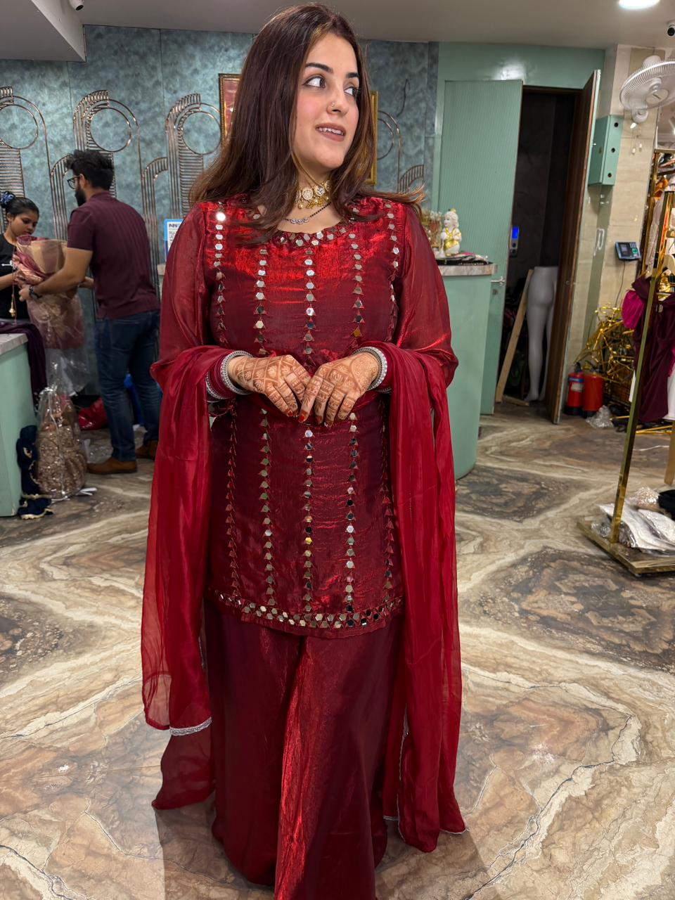 Garnet Mirror Glow Sharara Set