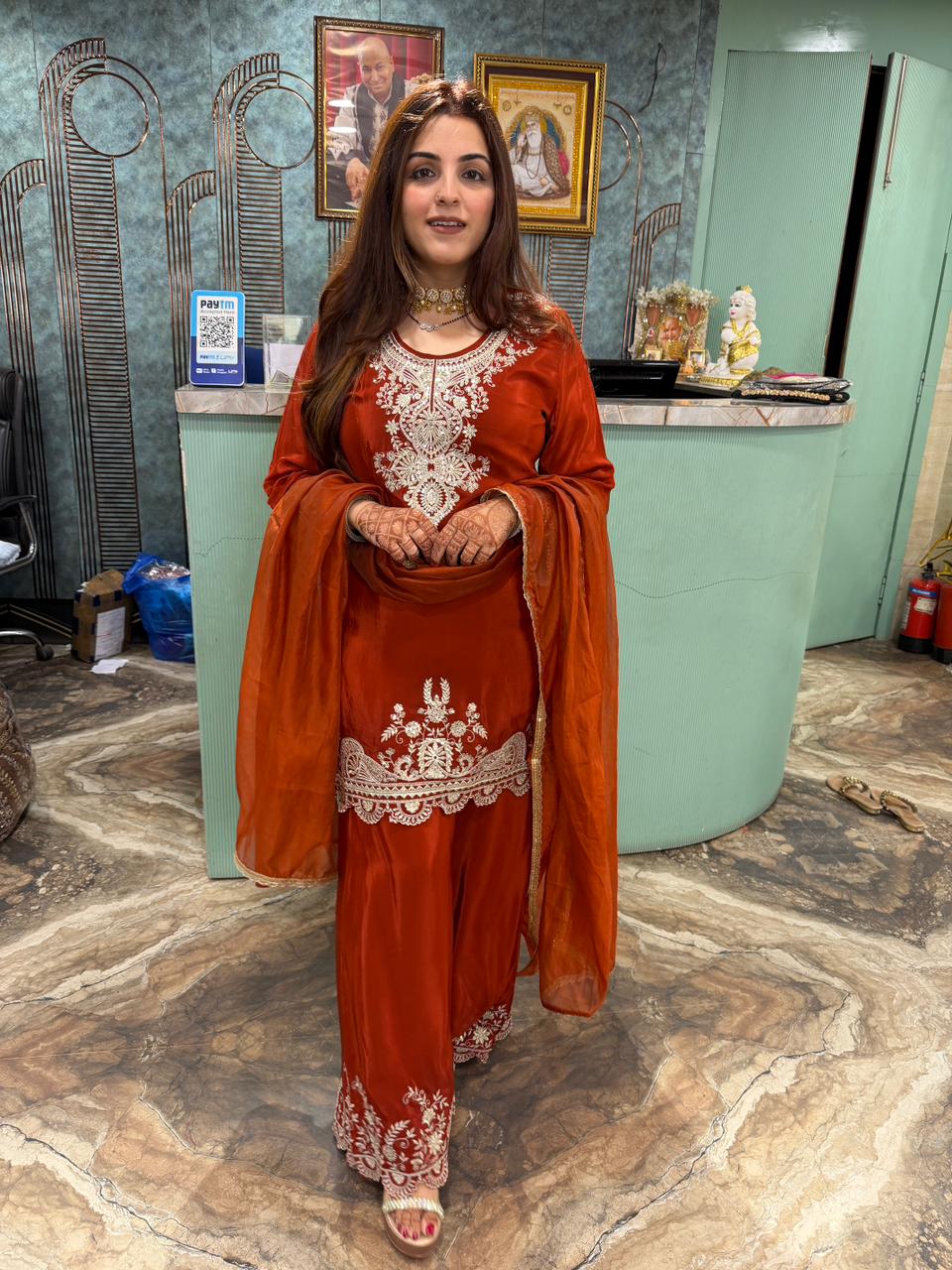 Rust Royale Embroidered Sharara Set