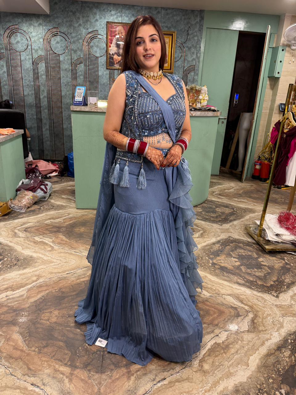 Midnight Mist Ruffle Lehenga Set