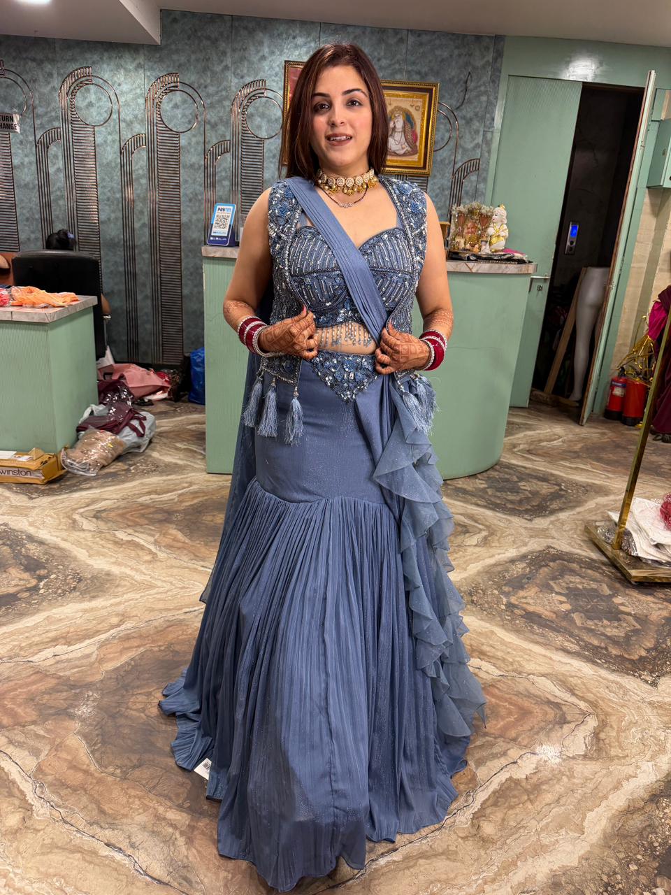 Midnight Mist Ruffle Lehenga Set