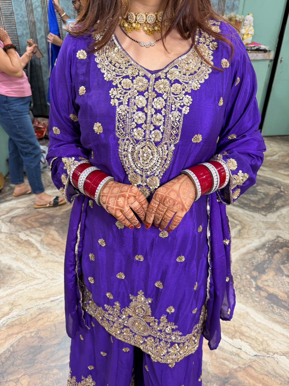 Royal salwar suit with golden embroidery