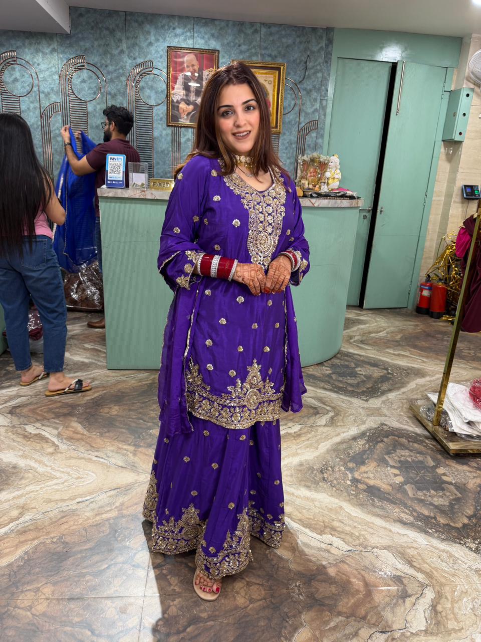 Royal salwar suit with golden embroidery