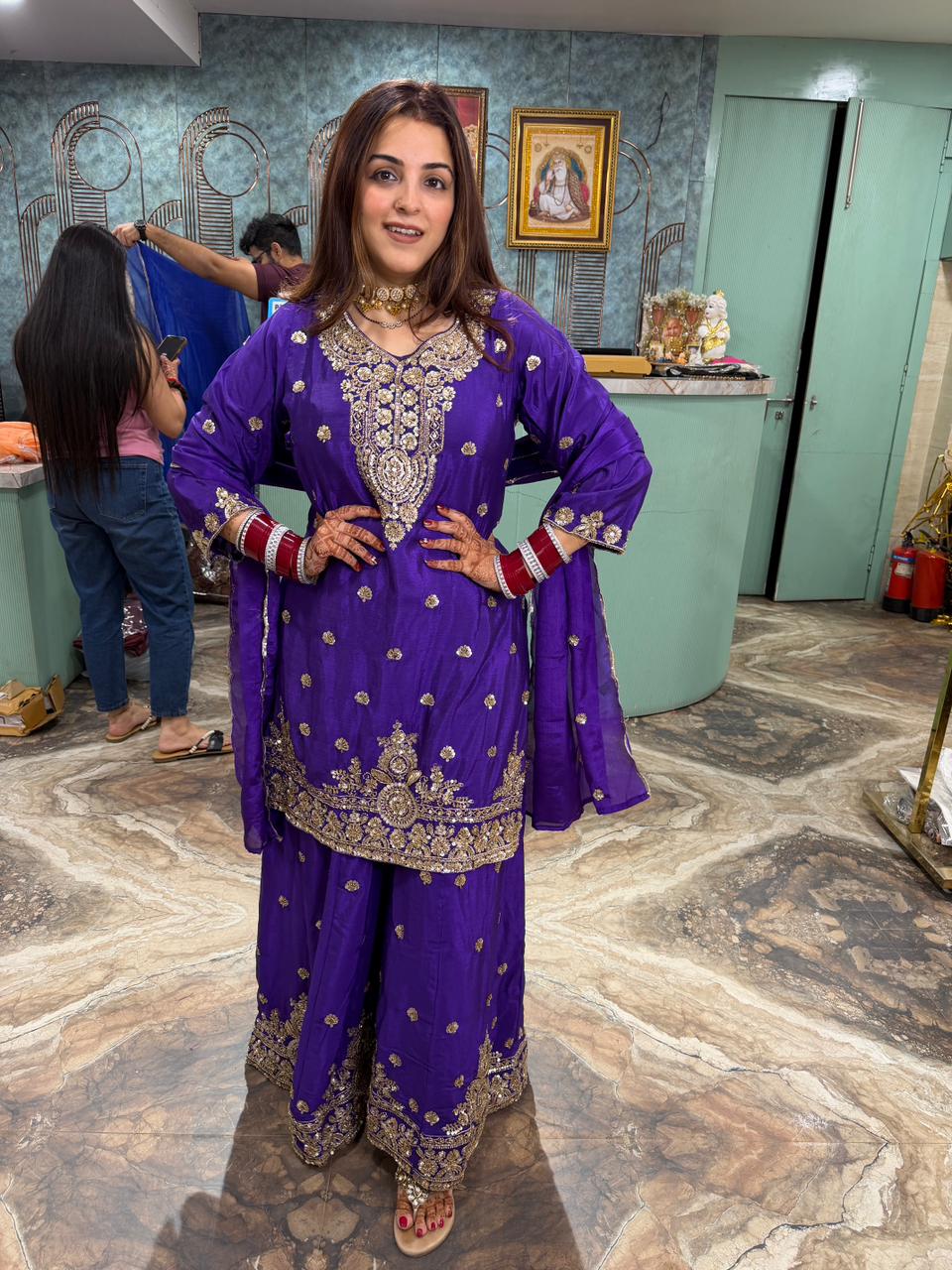 Royal salwar suit with golden embroidery