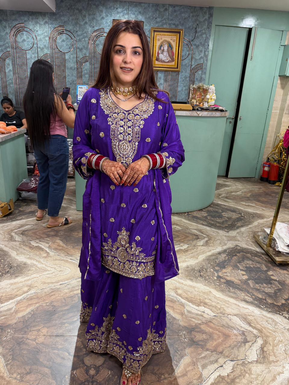 Royal salwar suit with golden embroidery