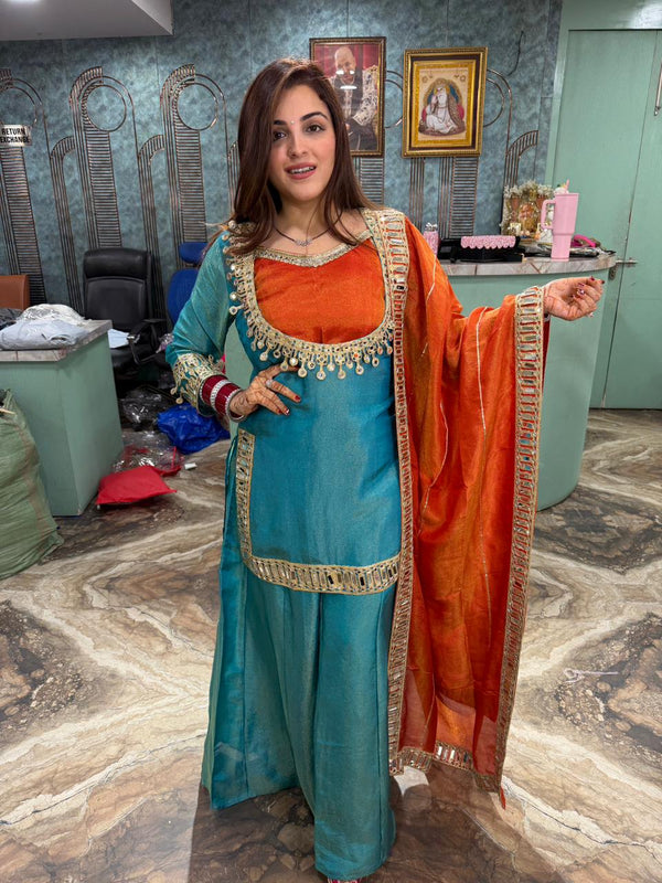 Sharara Suit with Mirror Work