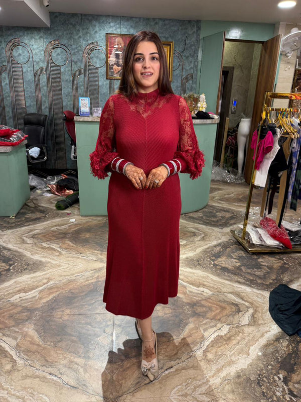 Red Grace midi dress fabric