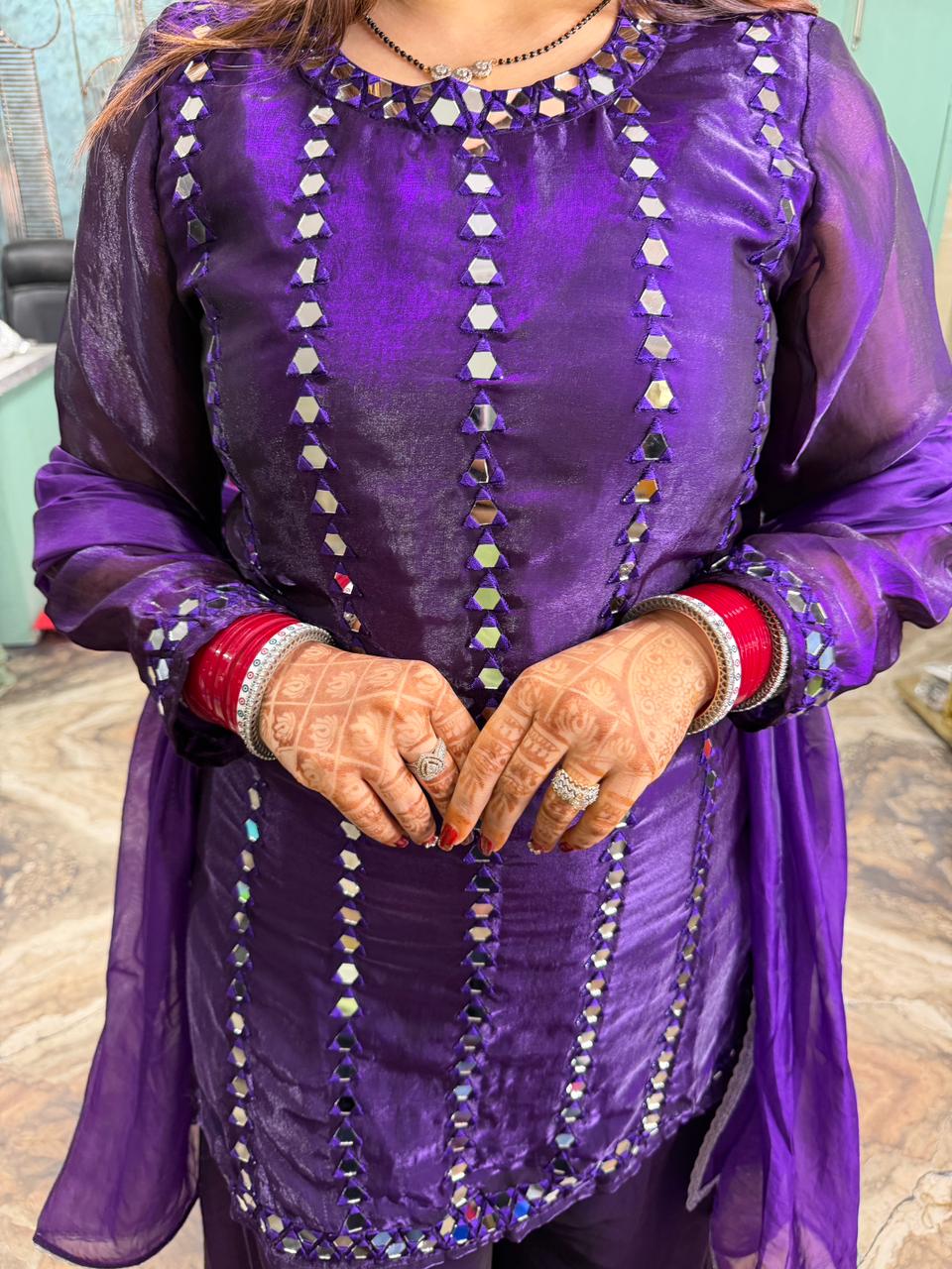 Garnet Mirror Glow Sharara Set