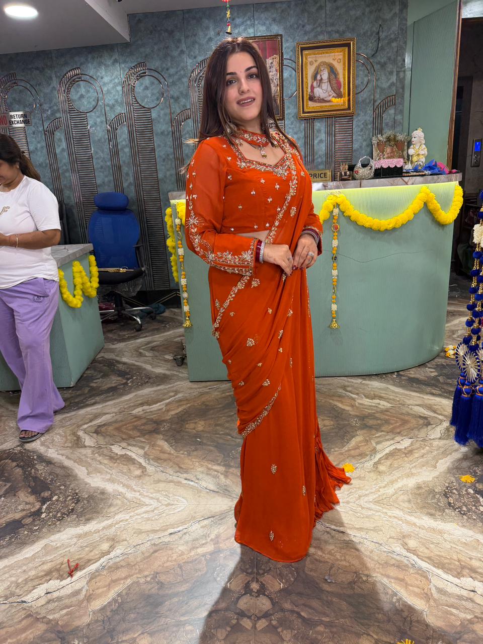 Elegance Hand-Embroidered Saree Set