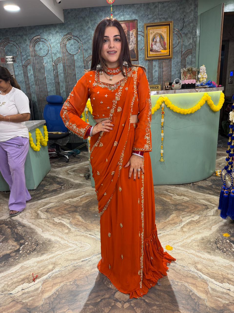 Elegance Hand-Embroidered Saree Set