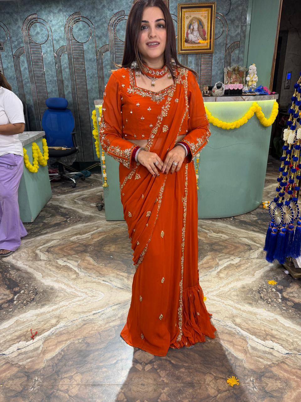 Elegance Hand-Embroidered Saree Set