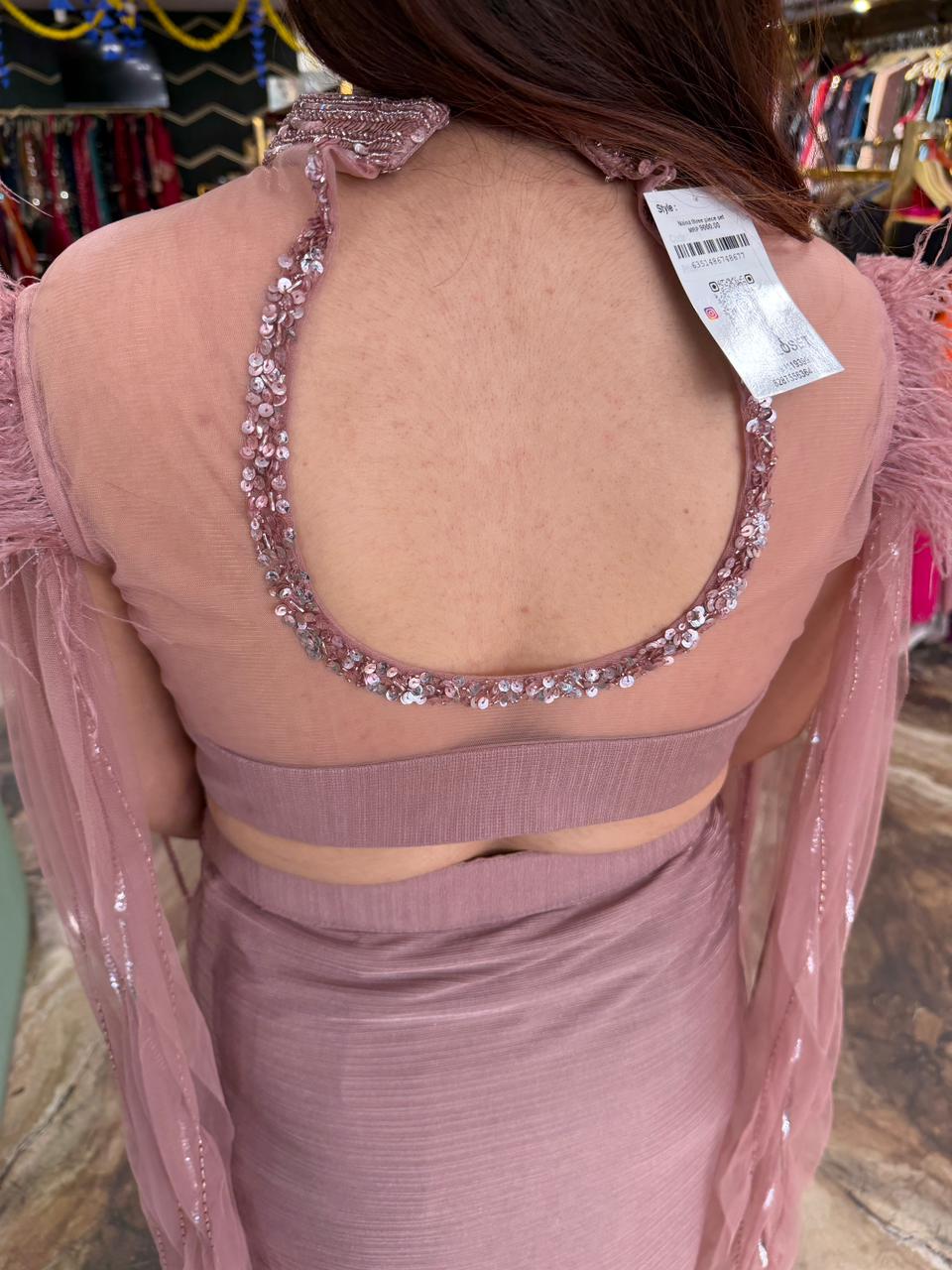 Draped skirt  with cape style blouse