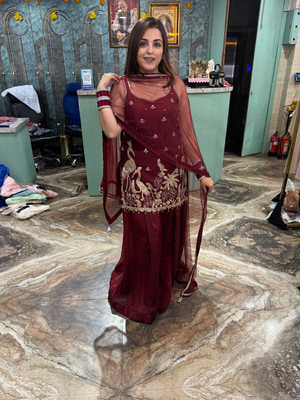 Embroidered Palazzo Suit