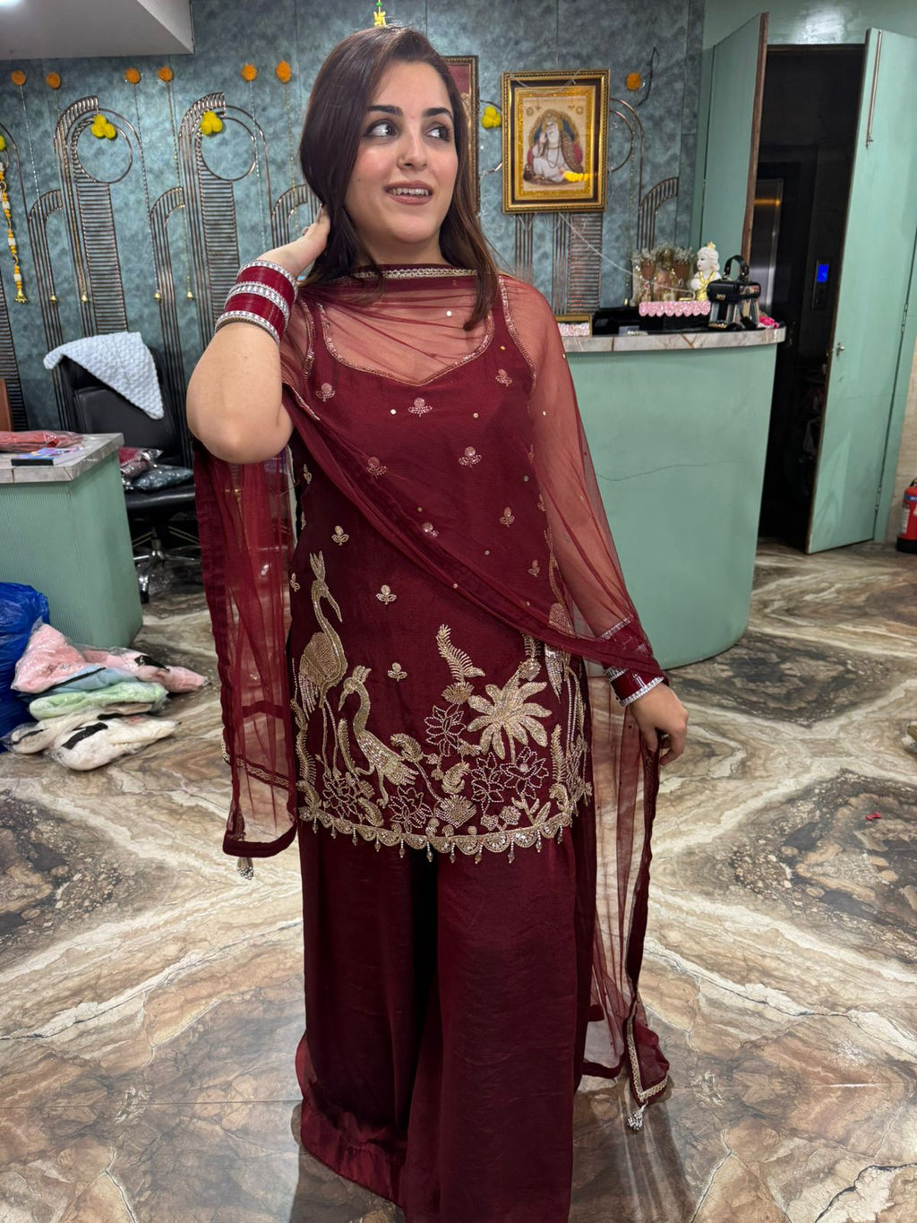 Embroidered Palazzo Suit