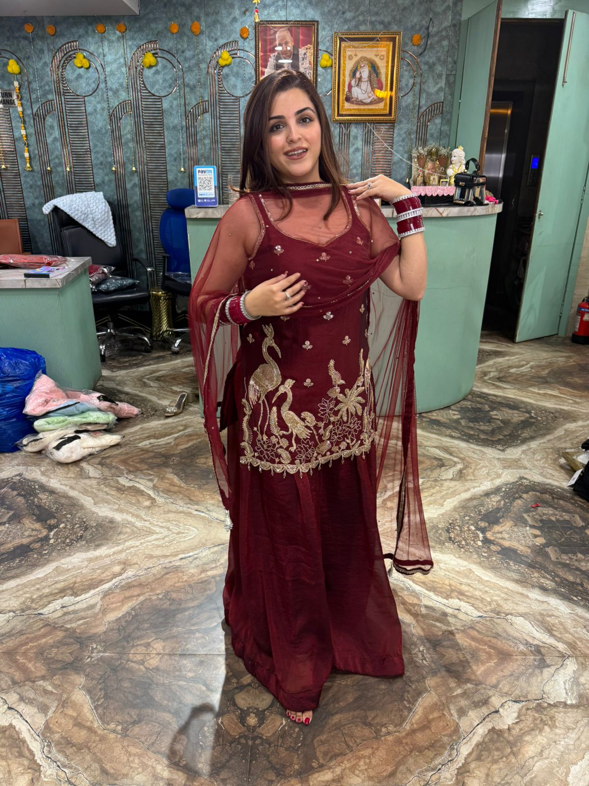 Embroidered Palazzo Suit