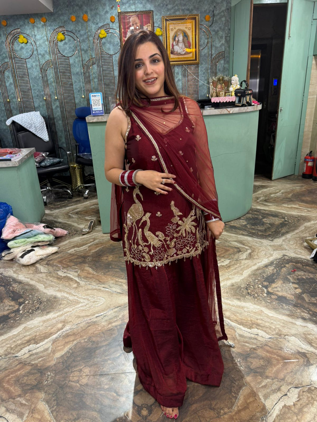 Embroidered Palazzo Suit