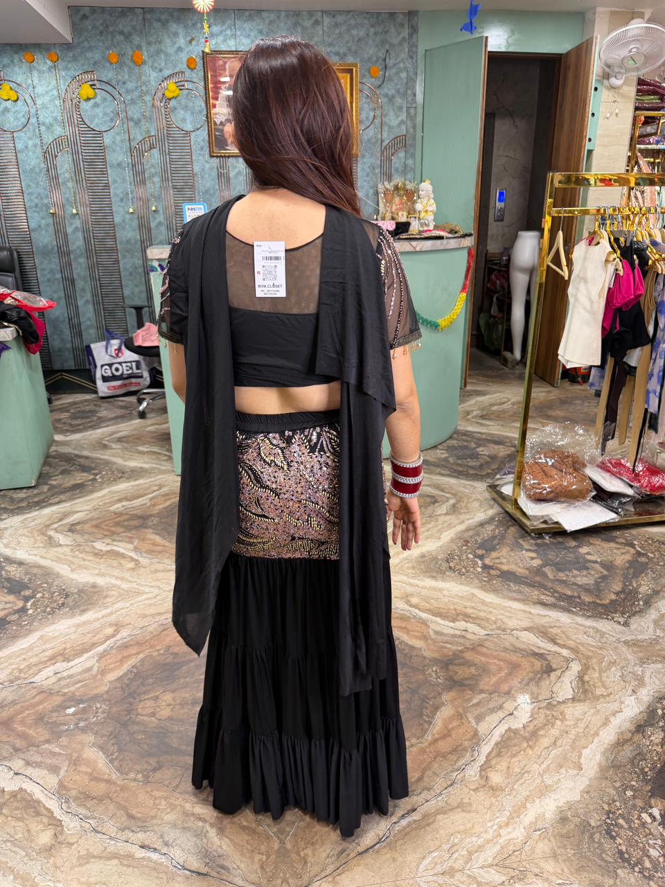 Beaded blouse top and skirt set