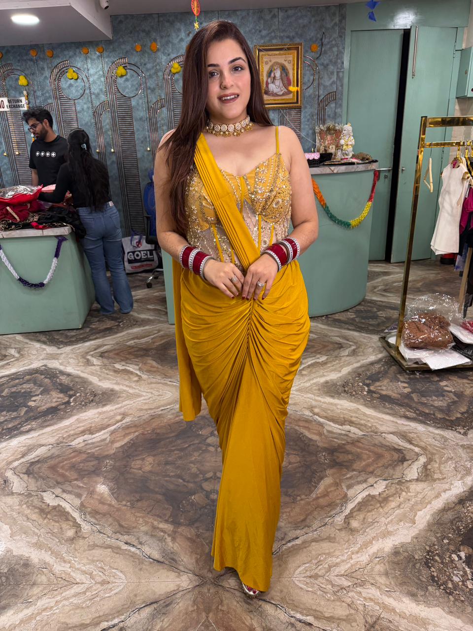 Golden Glow Corset Saree