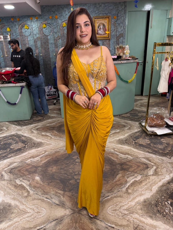 Golden Glow Corset Saree
