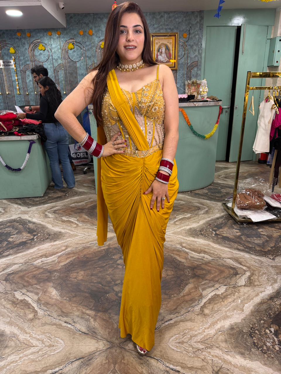 Golden Glow Corset Saree
