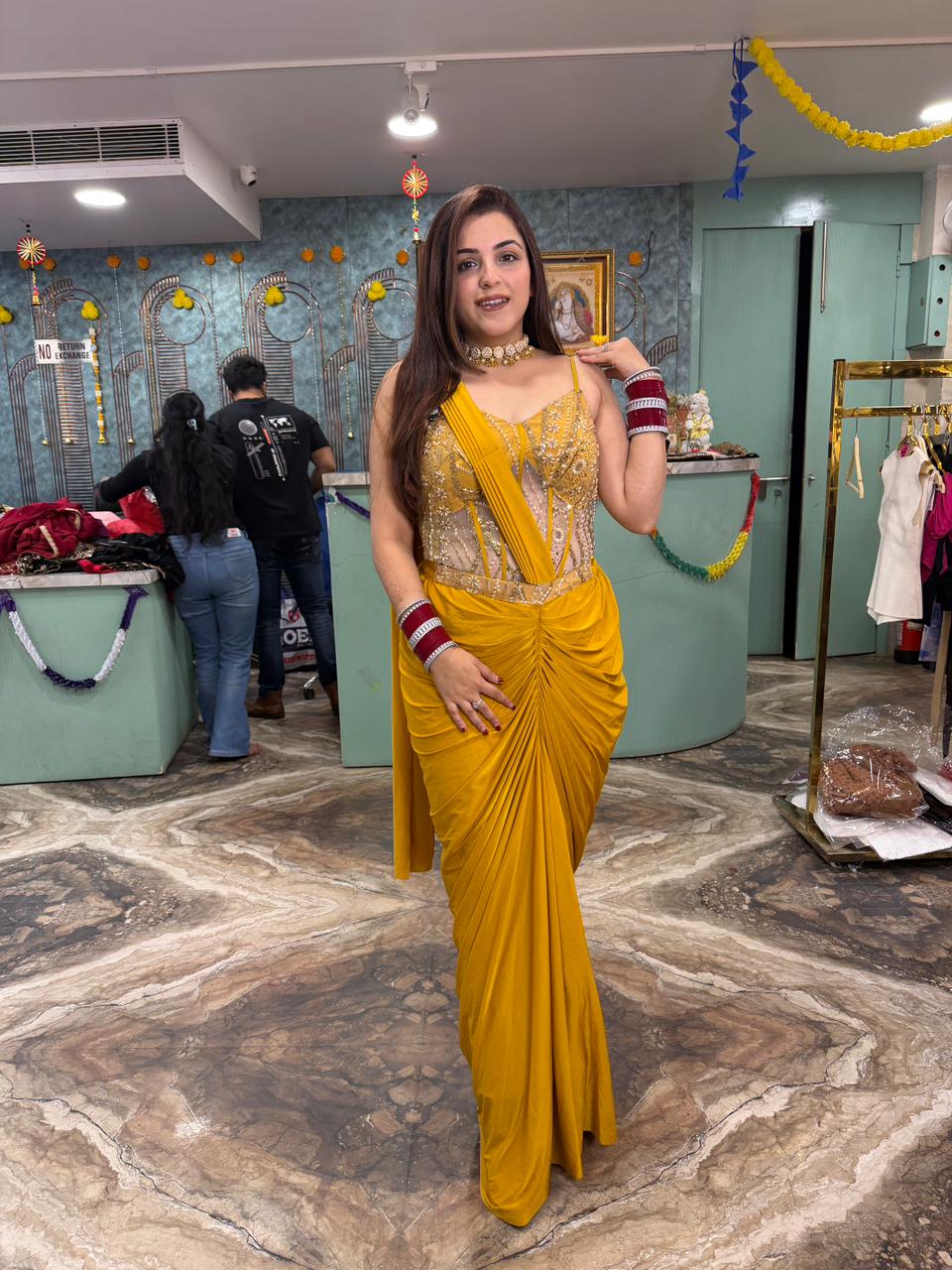Golden Glow Corset Saree