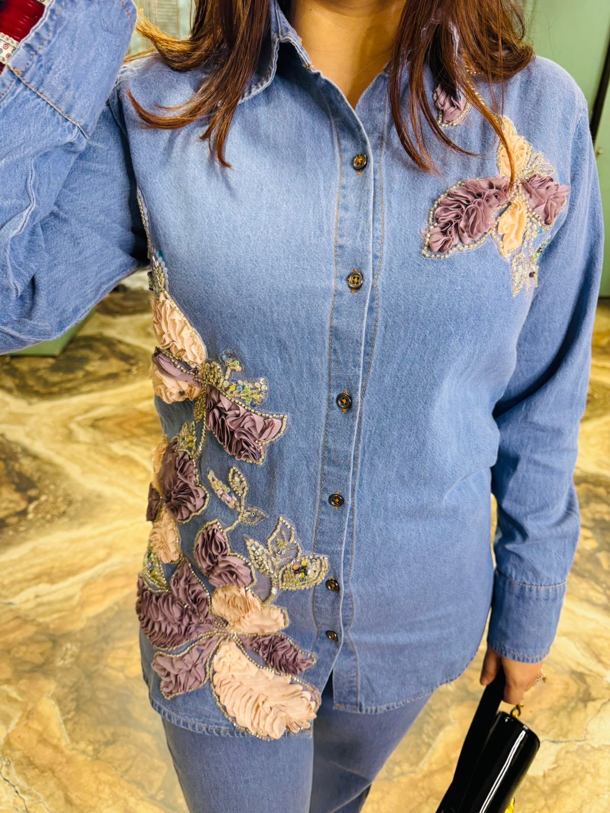 Denim Embroidery Co-ord Set