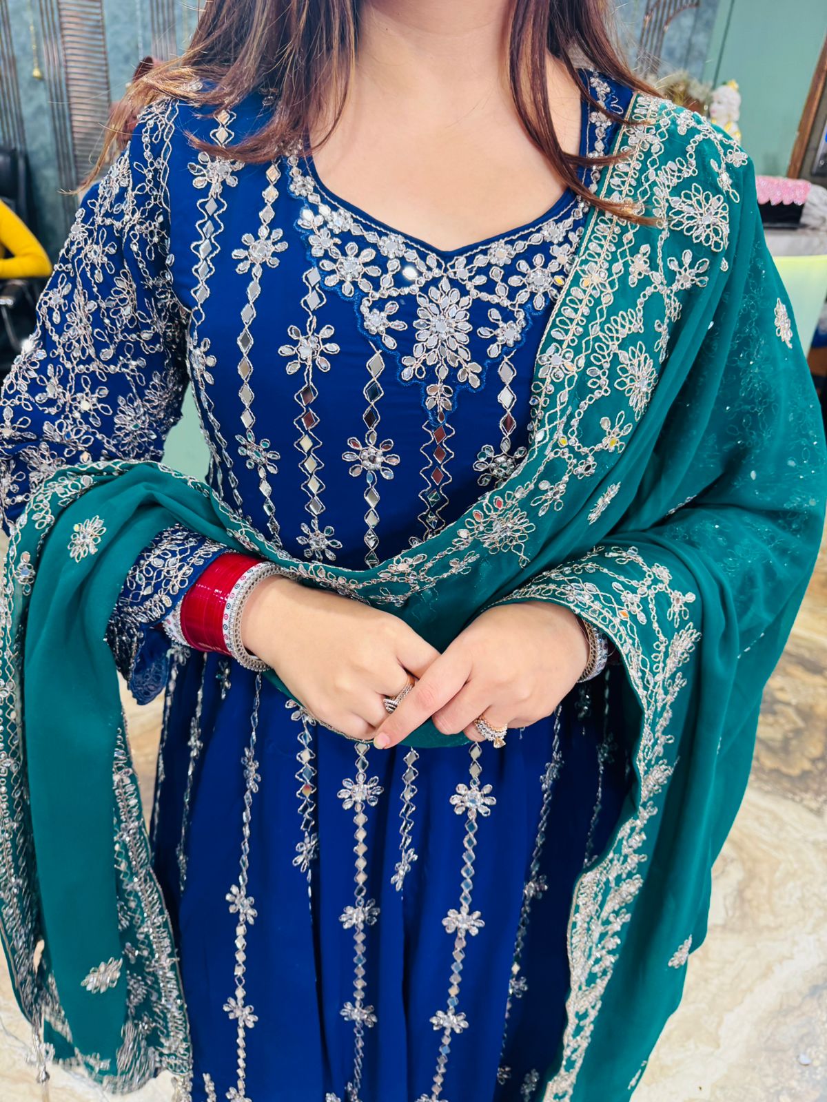 Etic Chandbali embroidered set