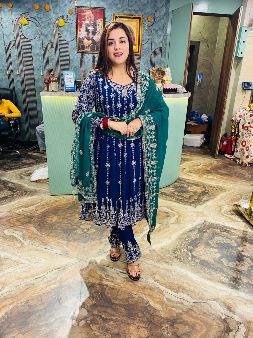 Etic Chandbali embroidered set