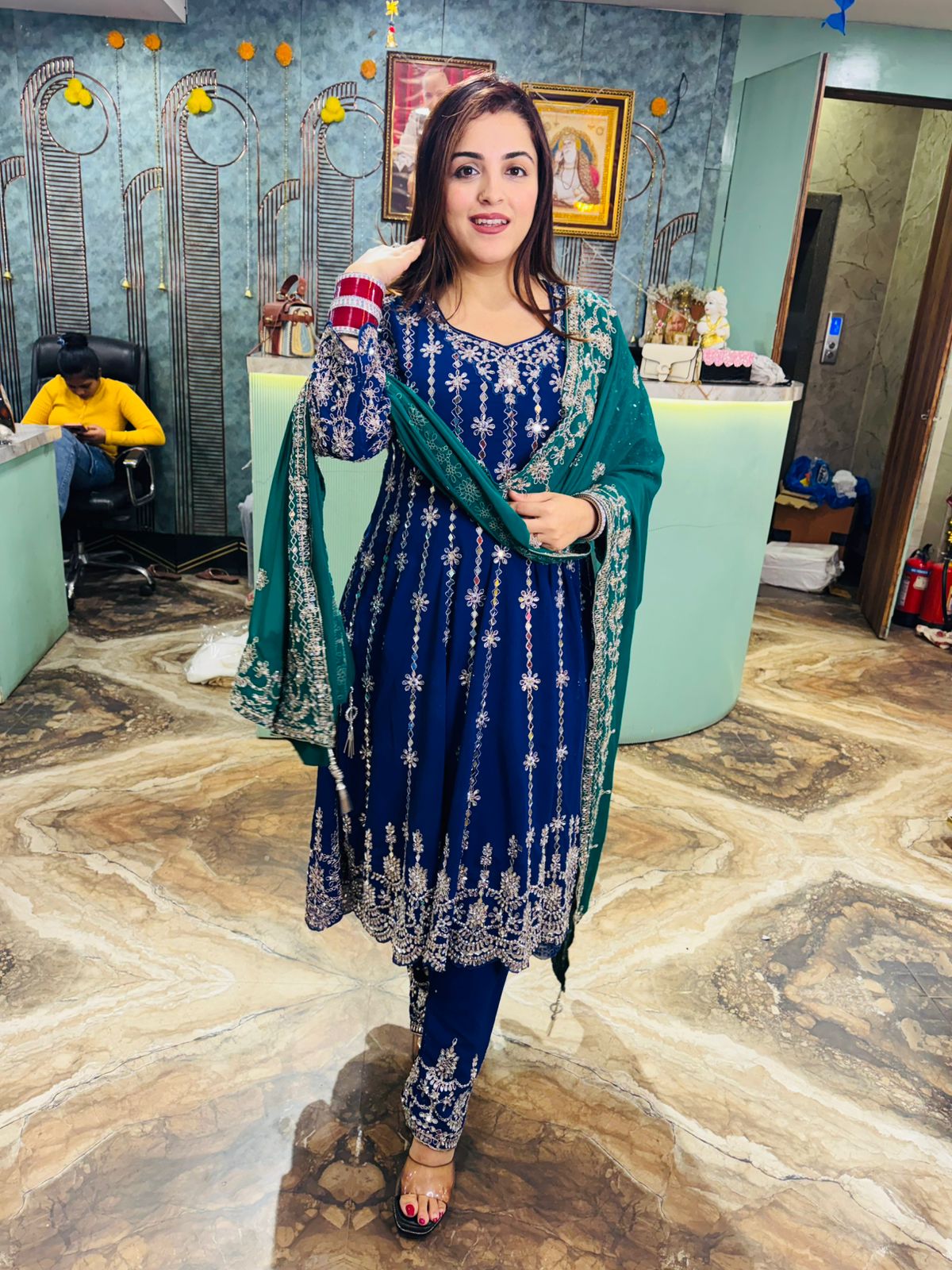 Etic Chandbali embroidered set