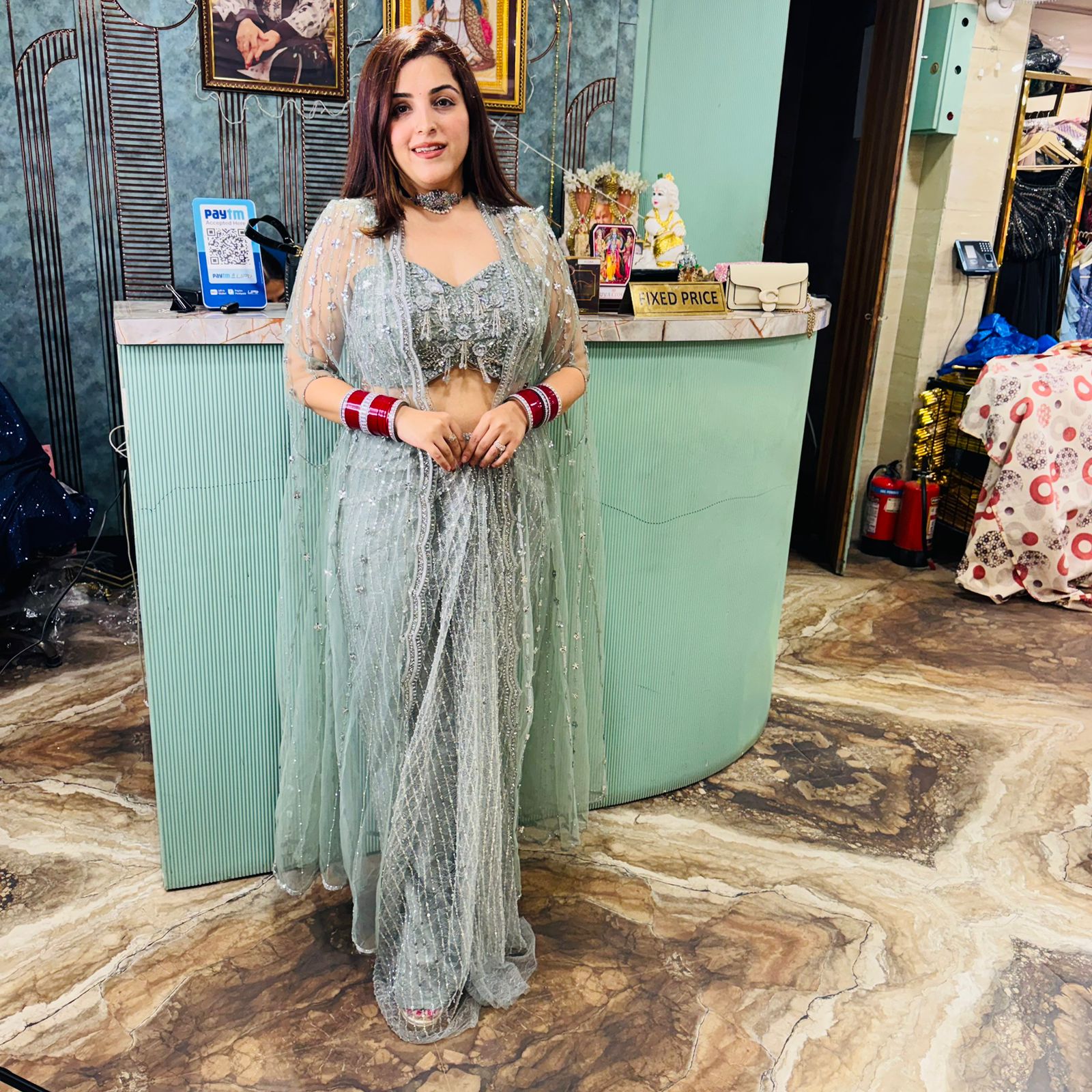 Mayera dhoti style skirt & blouse with shrug