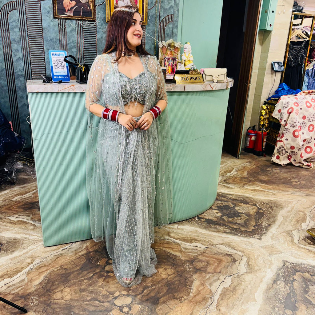 Mayera dhoti style skirt & blouse with shrug