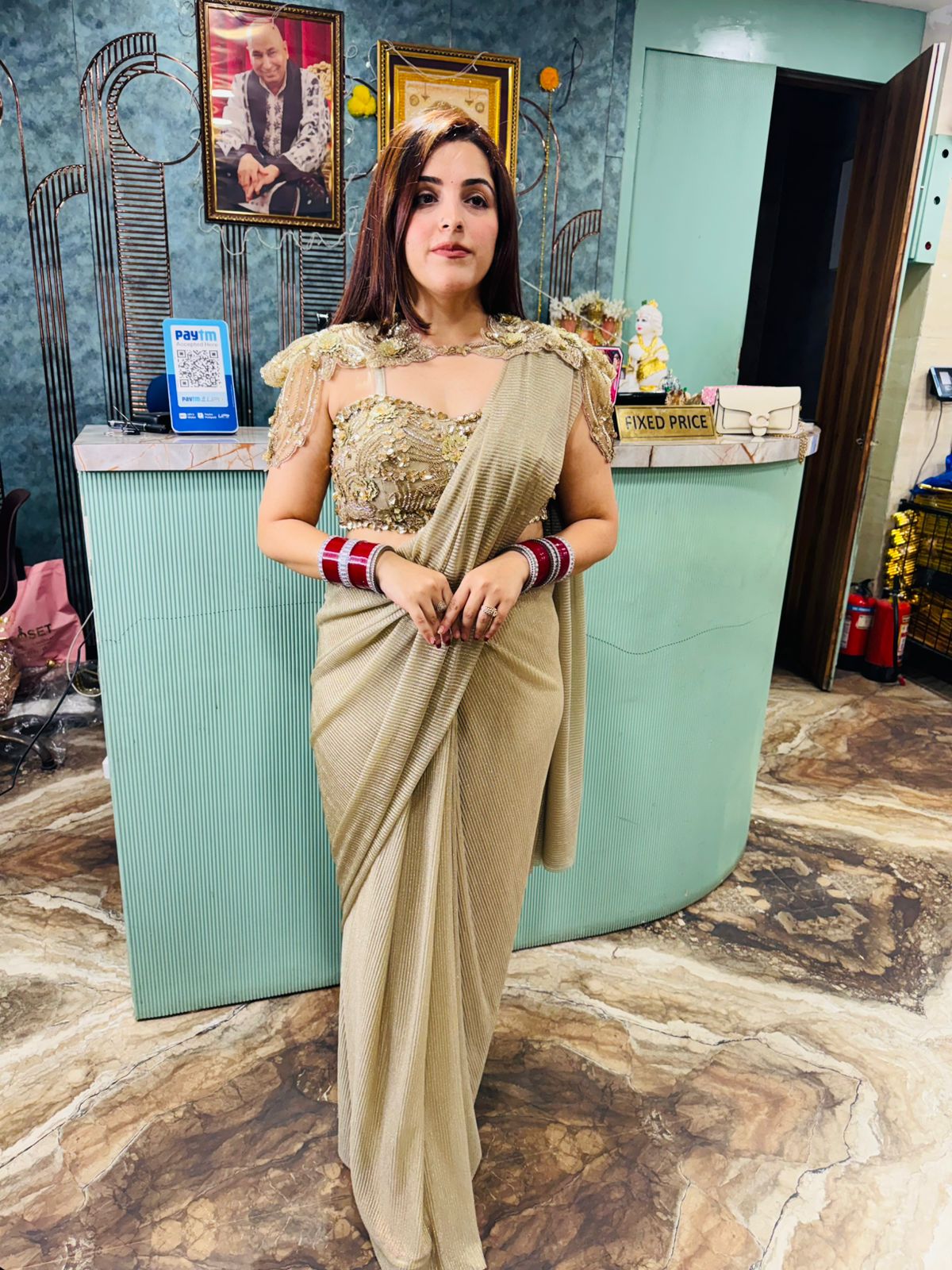Goldfinch drape saree set