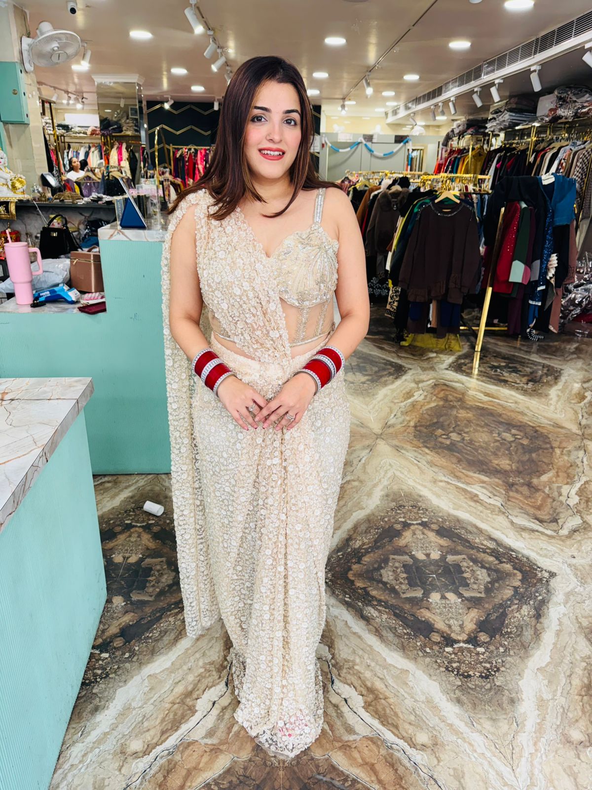 Honey pre draped saree