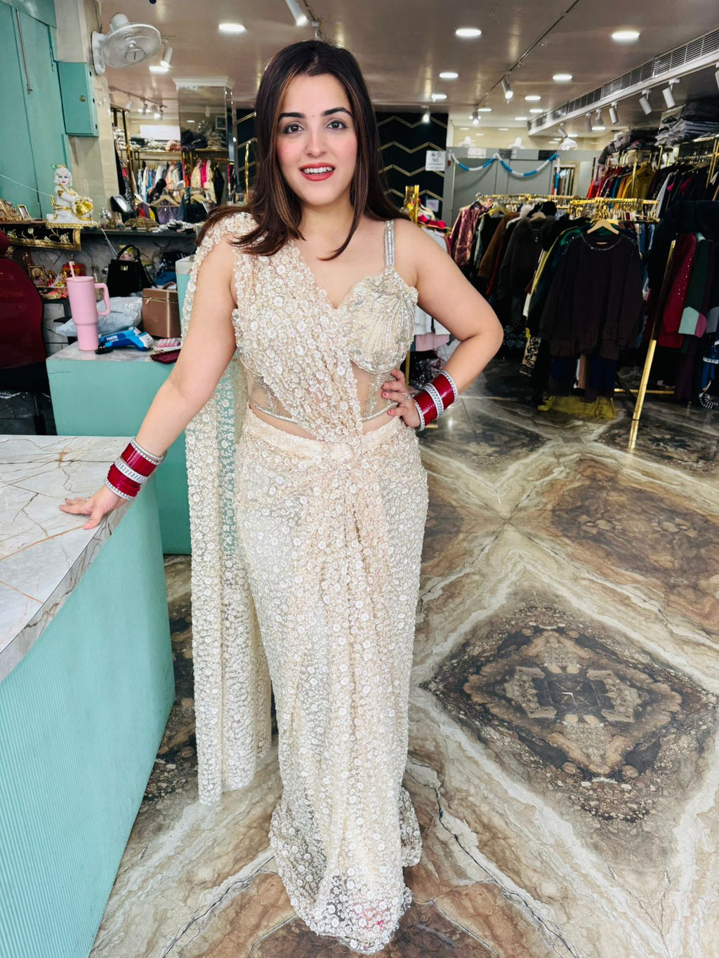 Honey pre draped saree