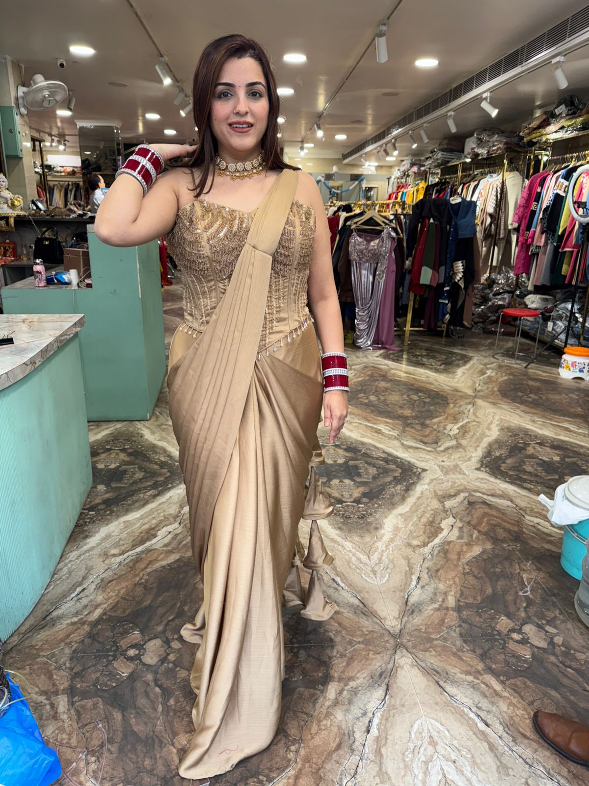 Akara drape saree