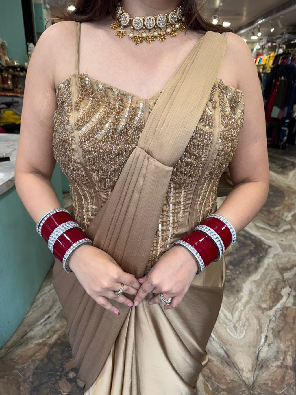 Akara drape saree