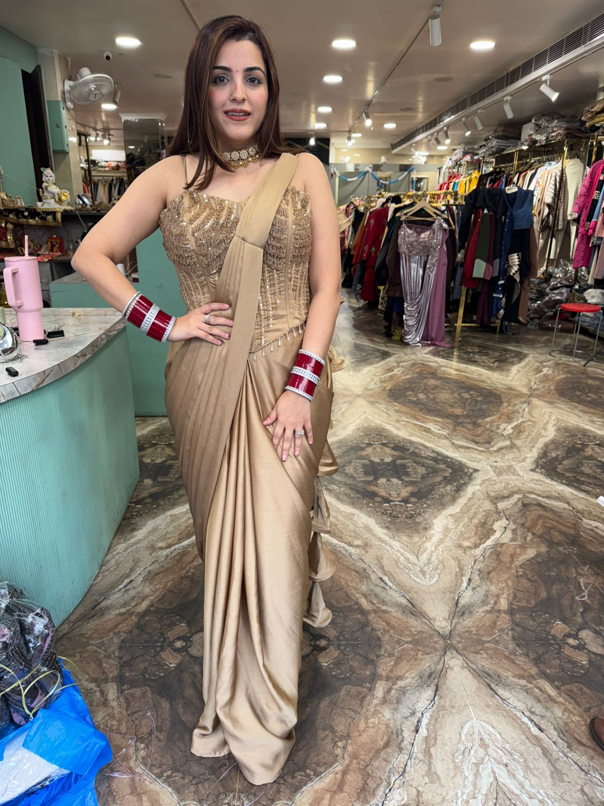 Akara drape saree