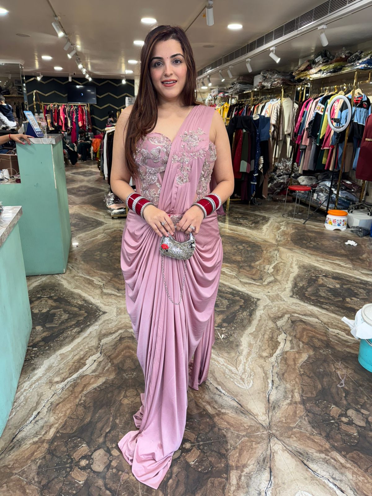 Pelican Corset Saree set