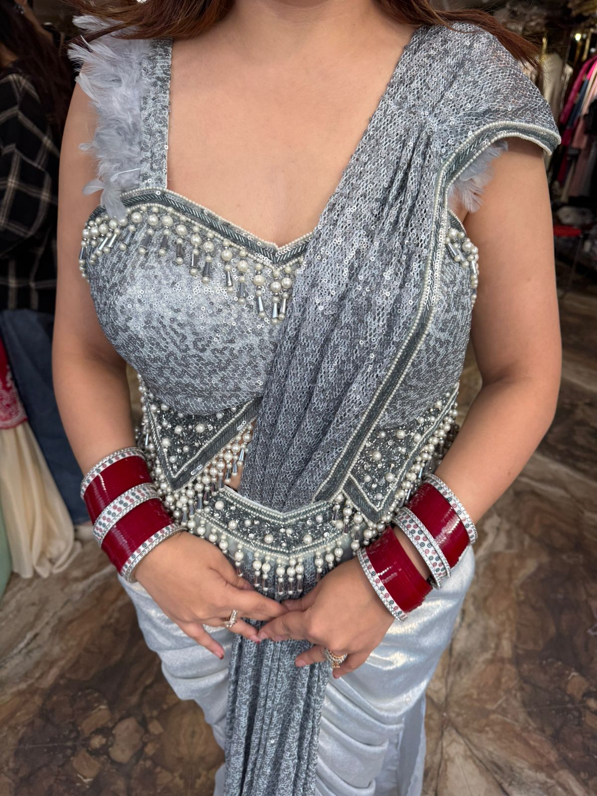 Seagull Sequence Saree set