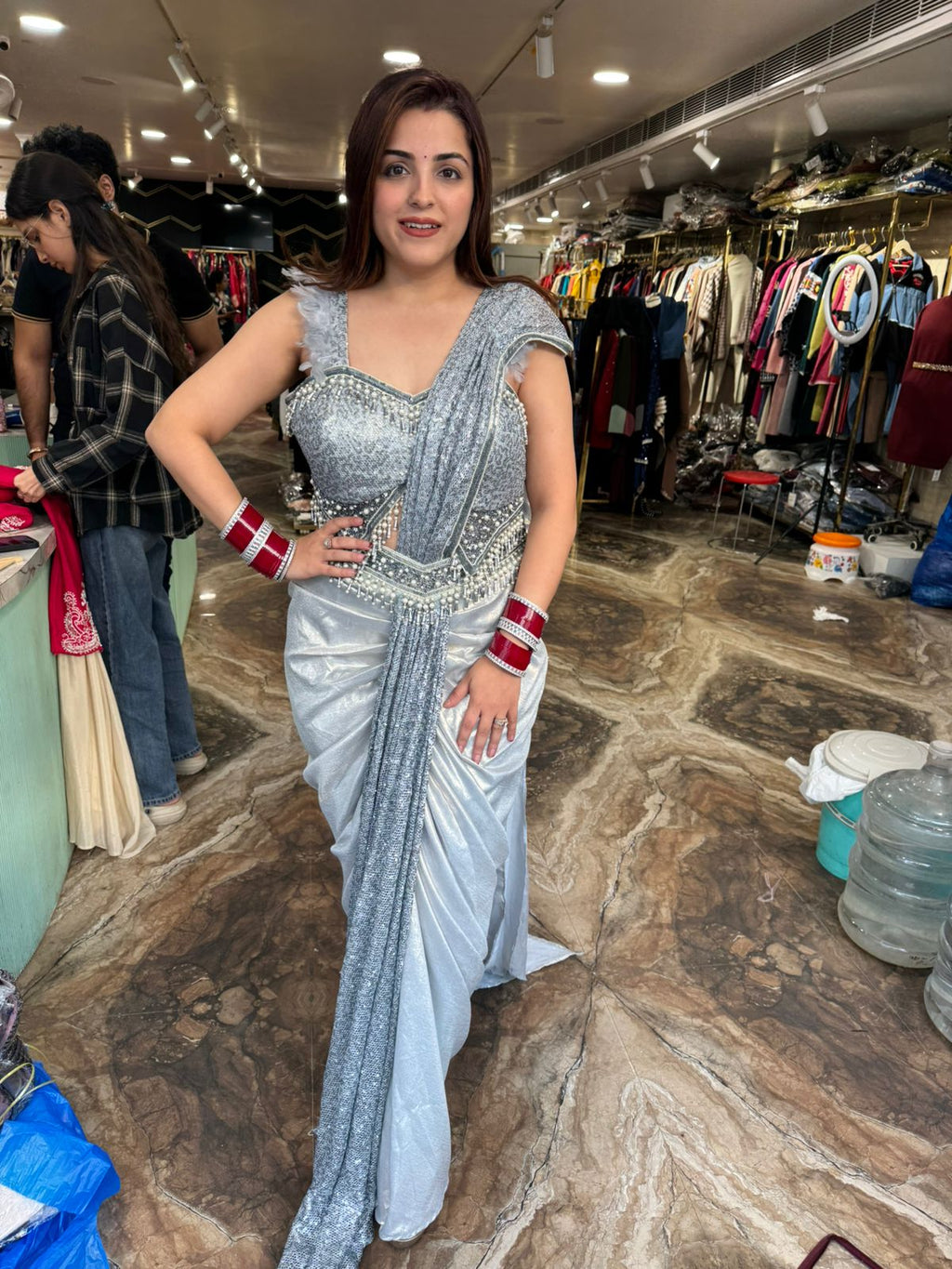 Seagull Sequence Saree set