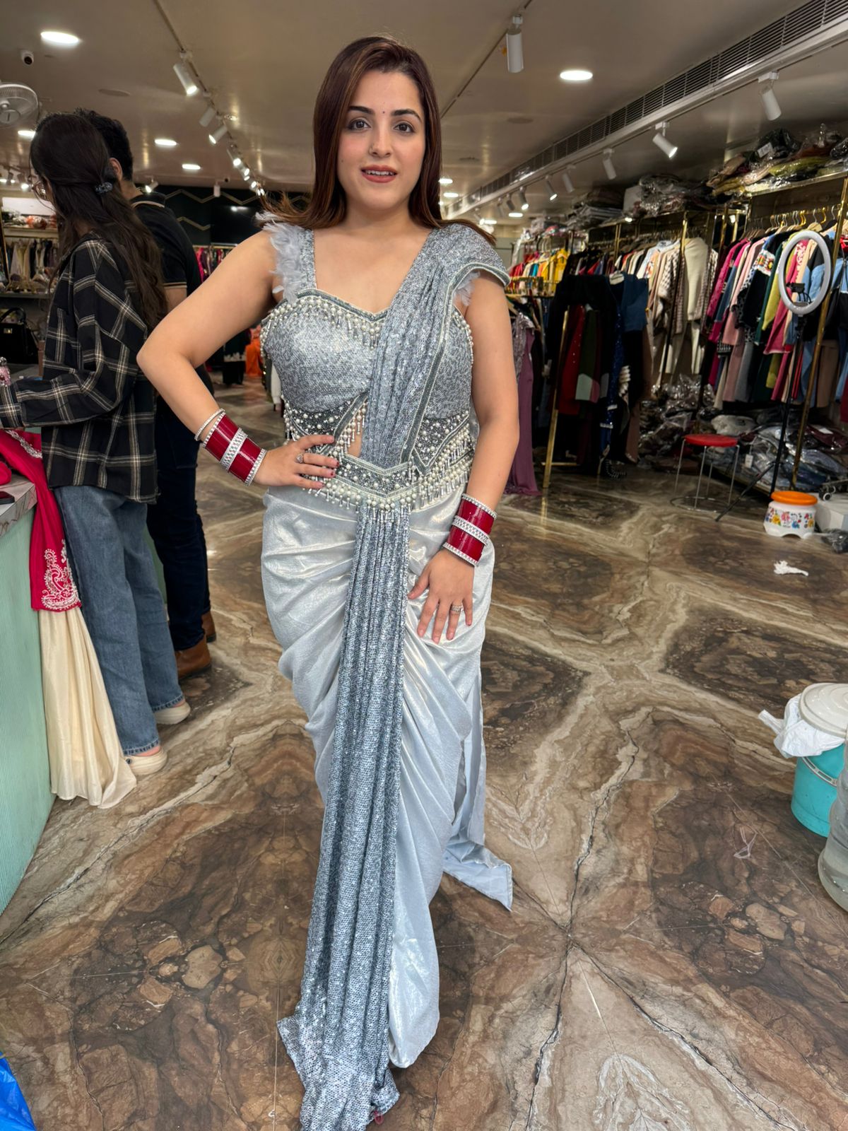 Seagull Sequence Saree set